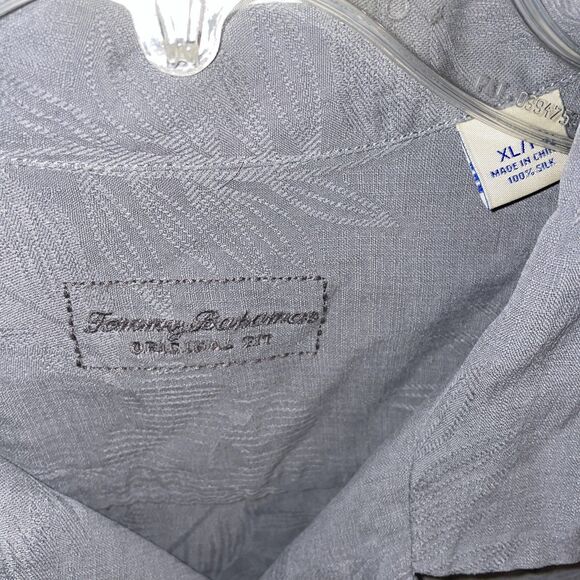 Tommy Bahama Men’s Camp Shirt Size XL Gray Silk Beach Cruise Island - Picture 2 of 12